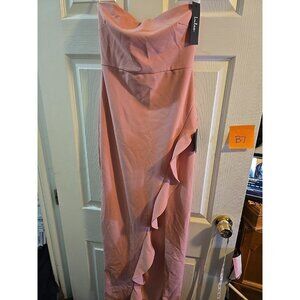 LULUS After Hours Blush Pink Strapless Ruffled Maxi Dress Classy Size XS **NWT**